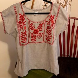 Abrazo striped hand embroidered top